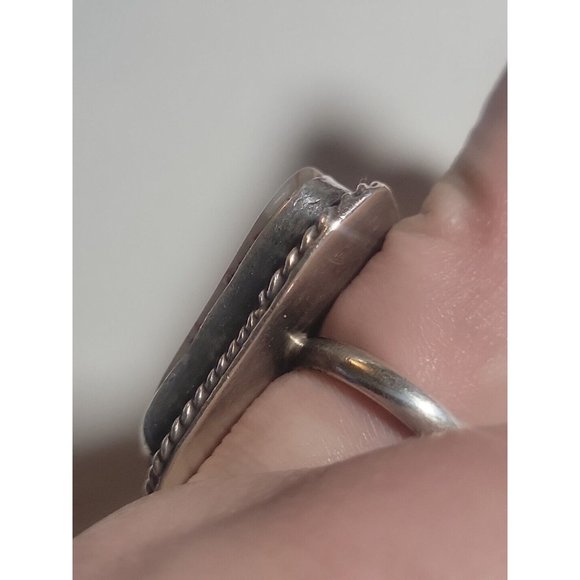 Native AMERICAN AGATE HIPPIE TRIANGLE BIKER RING! - Picture 3 of 16